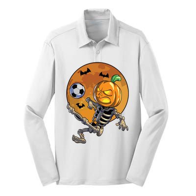 Soccer Skeleton Halloween Boy Soccer Halloween Silk Touch Performance Long Sleeve Polo