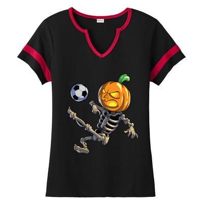 Soccer Skeleton Halloween Boy Soccer Halloween Ladies Halftime Notch Neck Tee