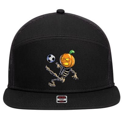 Soccer Skeleton Halloween Boy Soccer Halloween 7 Panel Mesh Trucker Snapback Hat