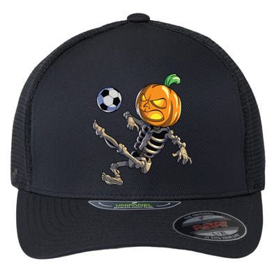 Soccer Skeleton Halloween Boy Soccer Halloween Flexfit Unipanel Trucker Cap