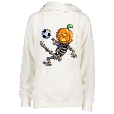 Soccer Skeleton Halloween Boy Soccer Halloween Womens Funnel Neck Pullover Hood