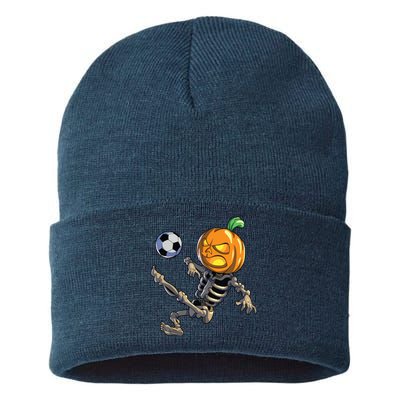 Soccer Skeleton Halloween Boy Soccer Halloween Sustainable Knit Beanie