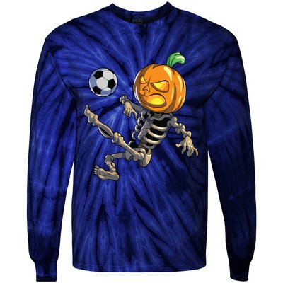 Soccer Skeleton Halloween Boy Soccer Halloween Tie-Dye Long Sleeve Shirt