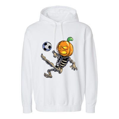 Soccer Skeleton Halloween Boy Soccer Halloween Garment-Dyed Fleece Hoodie