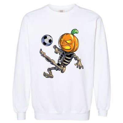 Soccer Skeleton Halloween Boy Soccer Halloween Garment-Dyed Sweatshirt