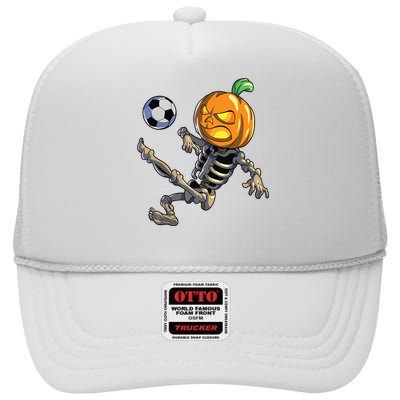 Soccer Skeleton Halloween Boy Soccer Halloween High Crown Mesh Back Trucker Hat