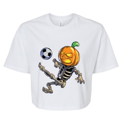 Soccer Skeleton Halloween Boy Soccer Halloween Bella+Canvas Jersey Crop Tee