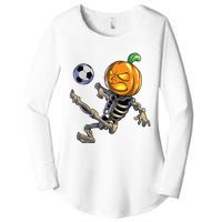 Soccer Skeleton Halloween Boy Soccer Halloween Women's Perfect Tri Tunic Long Sleeve Shirt