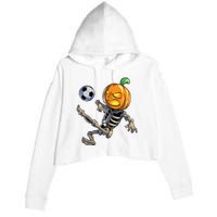 Soccer Skeleton Halloween Boy Soccer Halloween Crop Fleece Hoodie