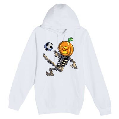 Soccer Skeleton Halloween Boy Soccer Halloween Premium Pullover Hoodie