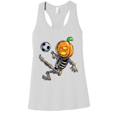 Soccer Skeleton Halloween Boy Soccer Halloween Women's Racerback Tank