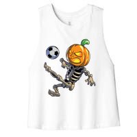 Soccer Skeleton Halloween Boy Soccer Halloween Women's Racerback Cropped Tank