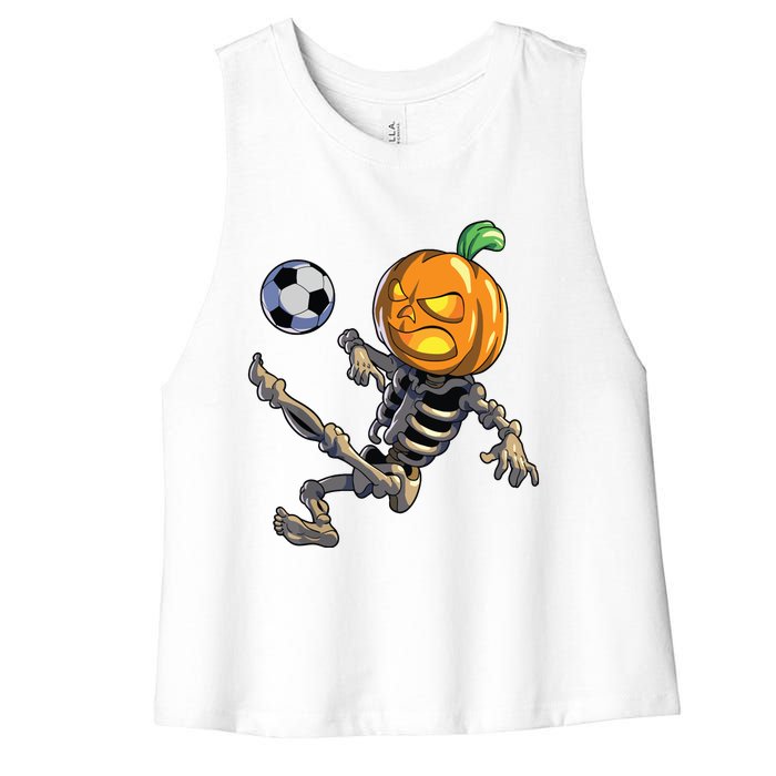 Soccer Skeleton Halloween Boy Soccer Halloween Women's Racerback Cropped Tank