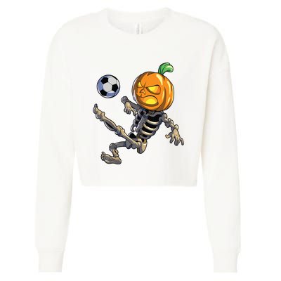 Soccer Skeleton Halloween Boy Soccer Halloween Cropped Pullover Crew