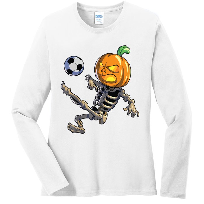 Soccer Skeleton Halloween Boy Soccer Halloween Ladies Long Sleeve Shirt