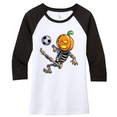 Soccer Skeleton Halloween Boy Soccer Halloween Women's Tri-Blend 3/4-Sleeve Raglan Shirt