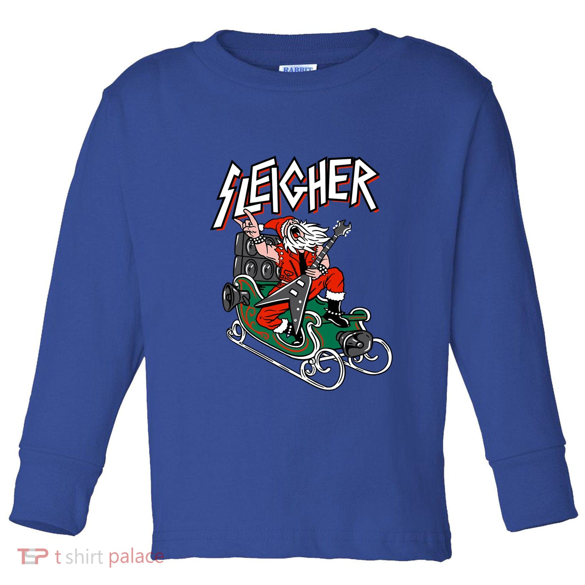 Santa Sleigher Heavy Metal Ugly Christmas Sweater Toddler Long Sleeve Shirt