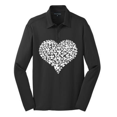 s Shamrock Heart Happy St Patrick's Day for Girls Silk Touch Performance Long Sleeve Polo