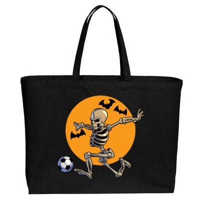 Soccer Skeleton Halloween Boy Soccer Player Halloween Cotton Canvas Jumbo Tote