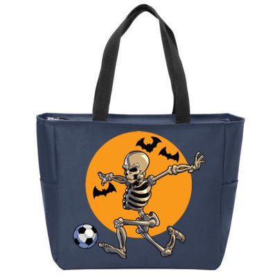 Soccer Skeleton Halloween Boy Soccer Player Halloween Zip Tote Bag