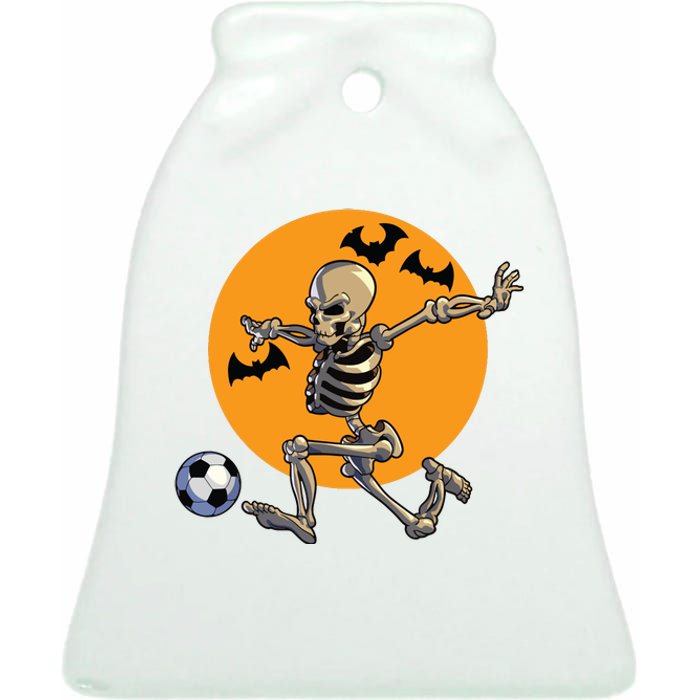 Soccer Skeleton Halloween Boy Soccer Player Halloween Ceramic Bell Ornament