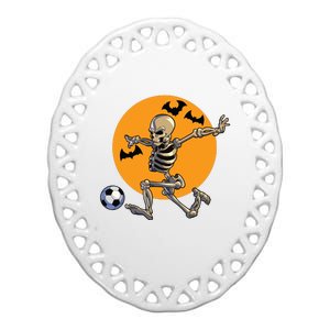 Soccer Skeleton Halloween Boy Soccer Player Halloween Ceramic Oval Ornament