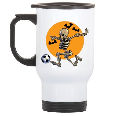 Soccer Skeleton Halloween Boy Soccer Player Halloween Stainless Steel Travel Mug