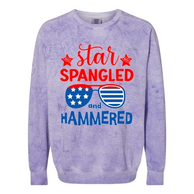 Star Spangled Hammered Gift Colorblast Crewneck Sweatshirt