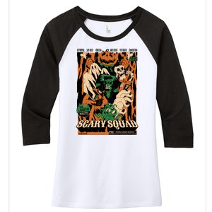 Scary Squad Halloween Women's Tri-Blend 3/4-Sleeve Raglan Shirt