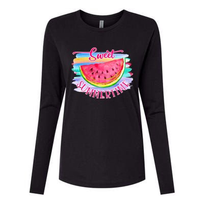 Sweet Summertime Hello Summer Vibes Beach Vacay Watermelon Great Gift Womens Cotton Relaxed Long Sleeve T-Shirt