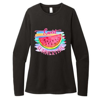 Sweet Summertime Hello Summer Vibes Beach Vacay Watermelon Great Gift Womens CVC Long Sleeve Shirt