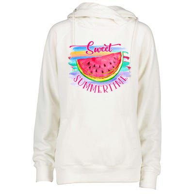 Sweet Summertime Hello Summer Vibes Beach Vacay Watermelon Great Gift Womens Funnel Neck Pullover Hood