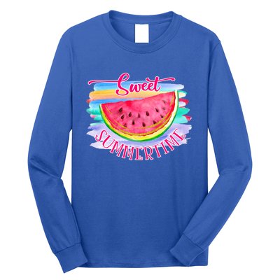 Sweet Summertime Hello Summer Vibes Beach Vacay Watermelon Great Gift Long Sleeve Shirt