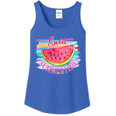 Sweet Summertime Hello Summer Vibes Beach Vacay Watermelon Great Gift Ladies Essential Tank