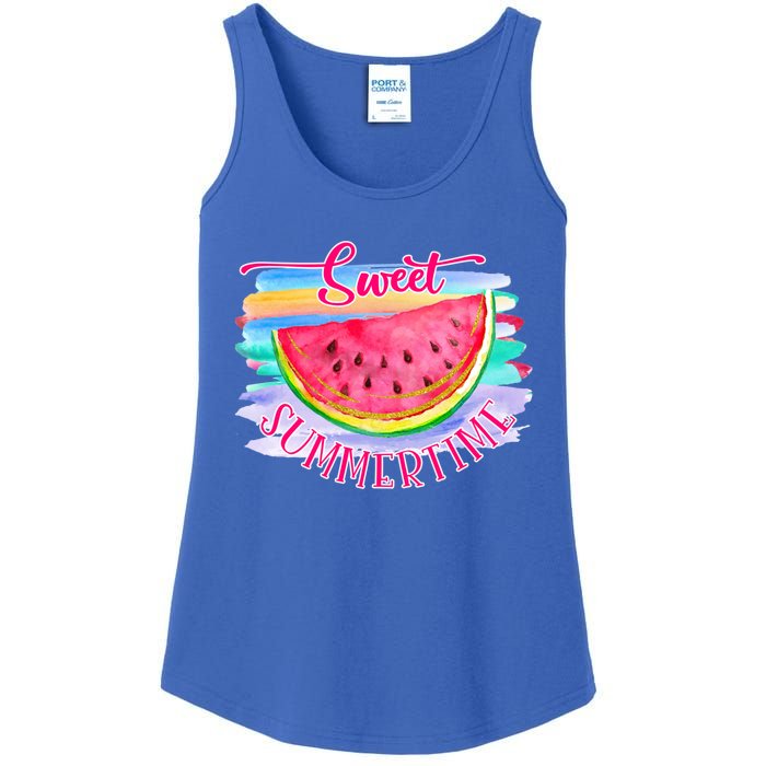 Sweet Summertime Hello Summer Vibes Beach Vacay Watermelon Great Gift Ladies Essential Tank