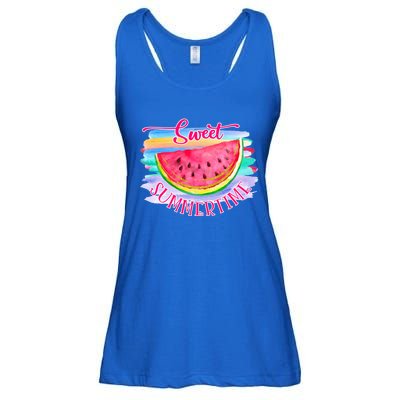 Sweet Summertime Hello Summer Vibes Beach Vacay Watermelon Great Gift Ladies Essential Flowy Tank