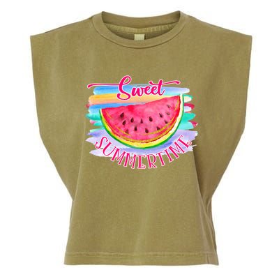 Sweet Summertime Hello Summer Vibes Beach Vacay Watermelon Great Gift Garment-Dyed Women's Muscle Tee