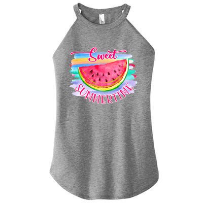 Sweet Summertime Hello Summer Vibes Beach Vacay Watermelon Great Gift Women's Perfect Tri Rocker Tank