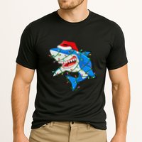 Shark Santa Hat Xmas Lights Cooling Performance Crew T-Shirt