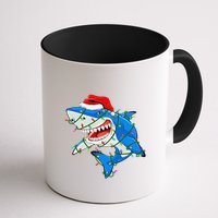 Shark Santa Hat Xmas Lights Mug