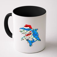 Shark Santa Hat Xmas Lights Mug