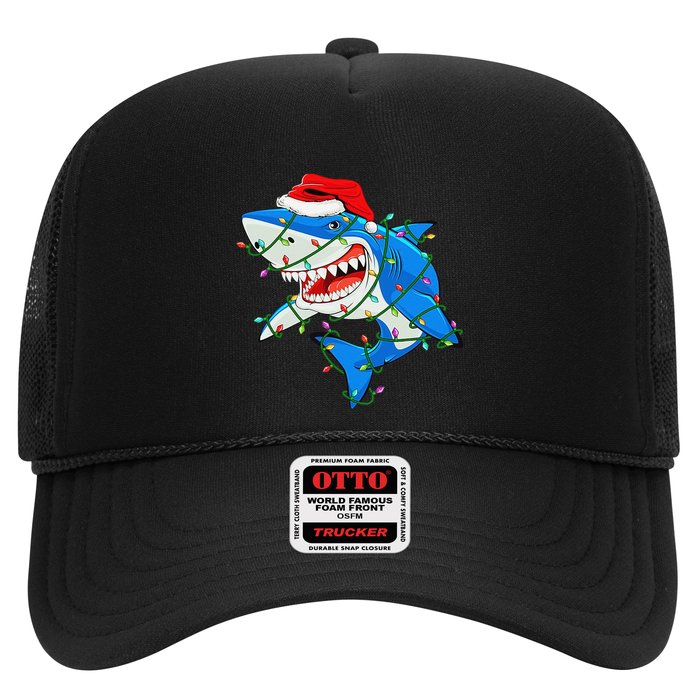 Shark Santa Hat Xmas Lights Hat