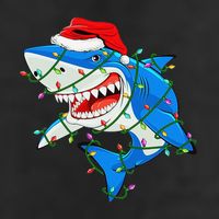 Shark Santa Hat Xmas Lights Hat