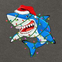 Shark Santa Hat Xmas Lights Cotton Canvas Backpack