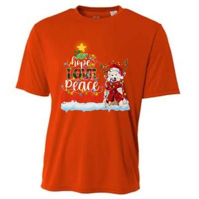 Samoyed Santa Hat Reindeer Costume Christmas Light Meaningful Gift Cooling Performance Crew T-Shirt