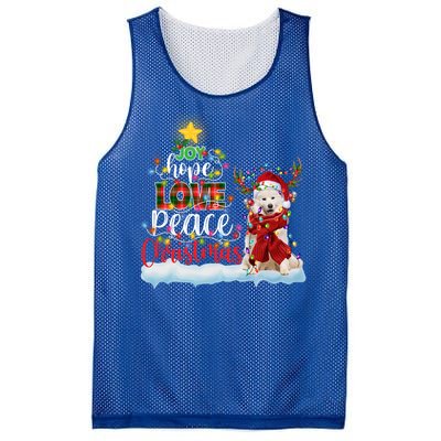 Samoyed Santa Hat Reindeer Costume Christmas Light Meaningful Gift Mesh Reversible Basketball Jersey Tank