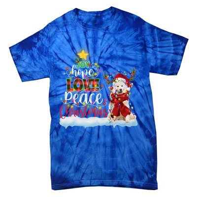 Samoyed Santa Hat Reindeer Costume Christmas Light Meaningful Gift Tie-Dye T-Shirt