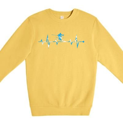 Skiing Ski Heartbeat Gift For Skiers Gift Premium Crewneck Sweatshirt