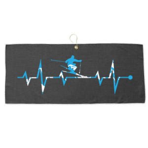 Skiing Ski Heartbeat Gift For Skiers Gift Large Microfiber Waffle Golf Towel