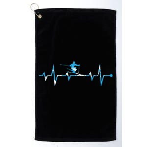 Skiing Ski Heartbeat Gift For Skiers Gift Platinum Collection Golf Towel